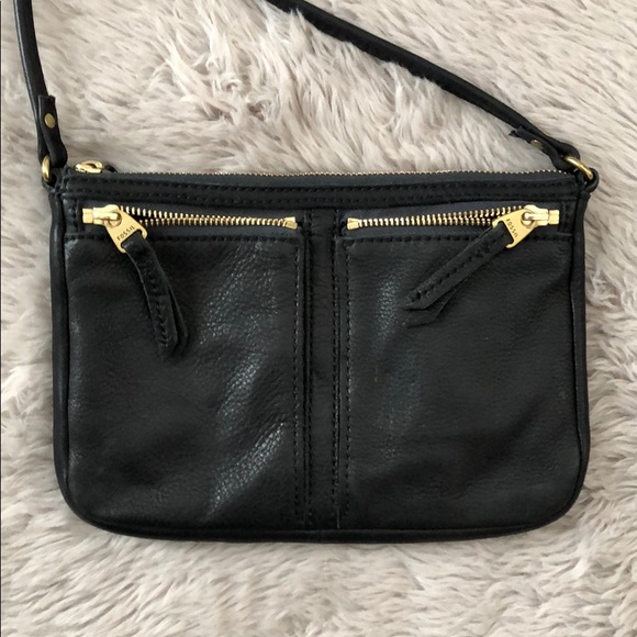 Black Fossil Leather Handbag Purse soft - Picture 2 of 7